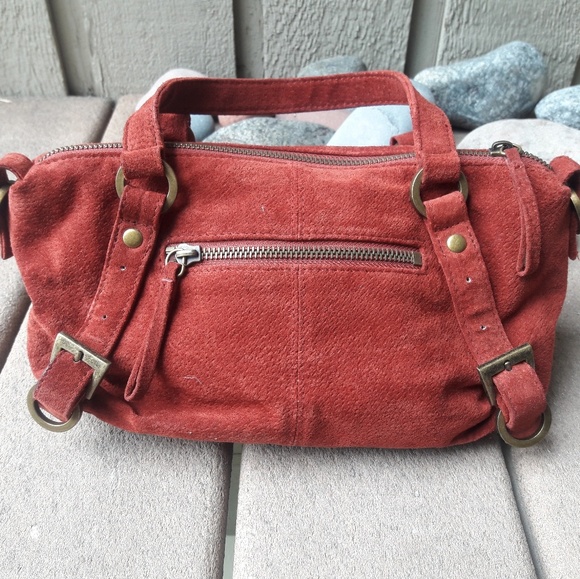 Suede handbag - rust color - Picture 2 of 5